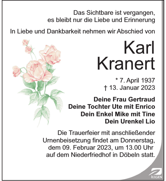 Kranert Karl Traueranzeige Sächsische Zeitung