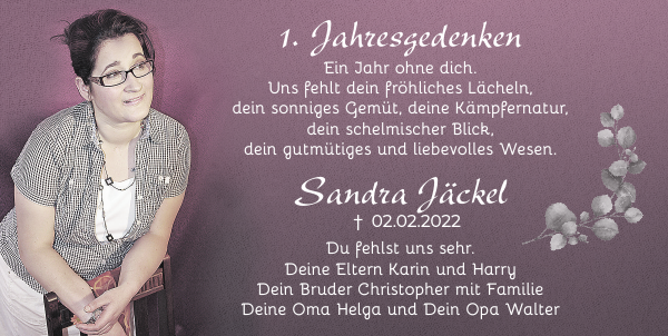 Sandra Jäckel Traueranzeige Sächsische Zeitung