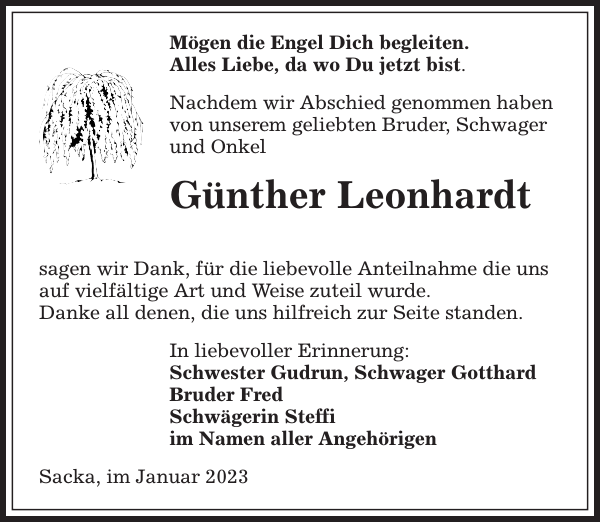 Günther Leonhardt Traueranzeige Sächsische Zeitung
