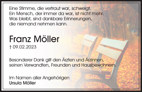 Franz Möller Traueranzeige Sächsische Zeitung