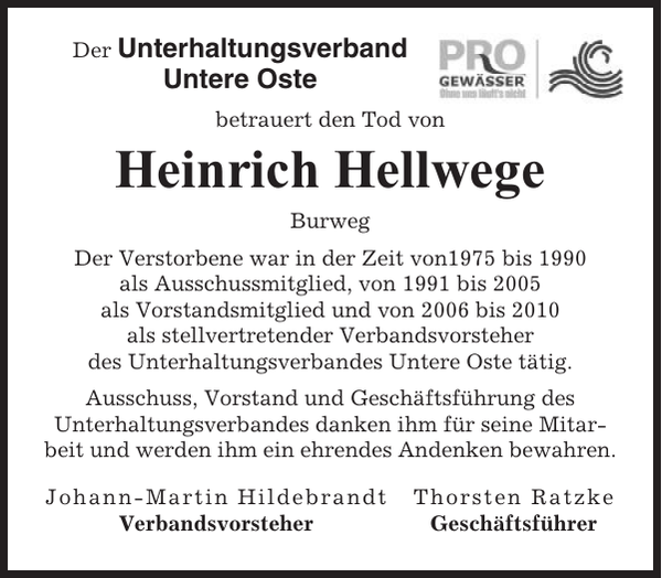 Heinrich Hellwege Gedenken NiederelbeZeitung