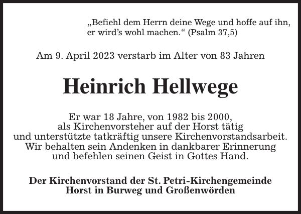Heinrich Hellwege Nachruf Stader Tageblatt