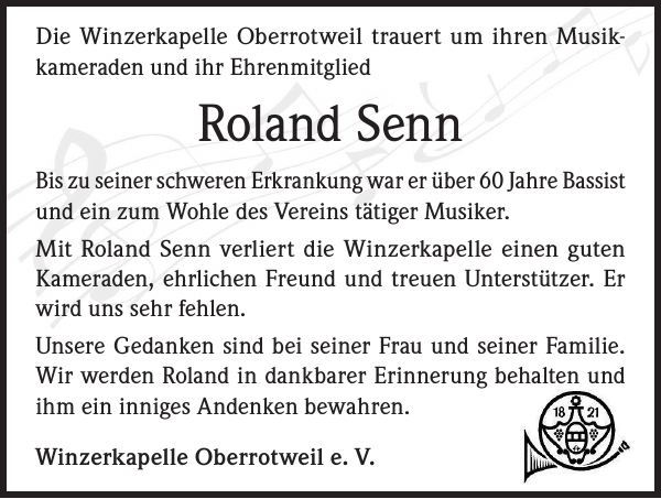 Roland Senn Nachruf Badische Zeitung