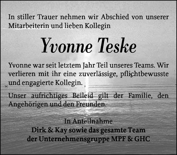 Yvonne Teske Gedenken Flensburger Tageblatt