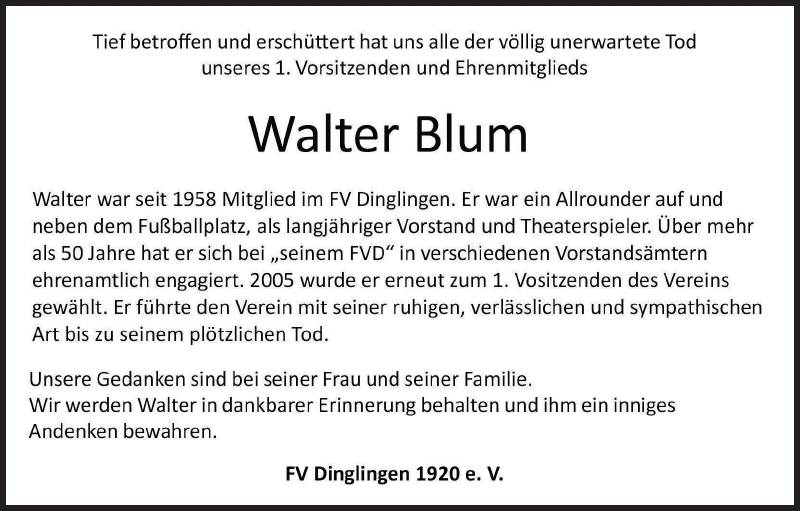 Walter Blum Nachruf Badische Zeitung