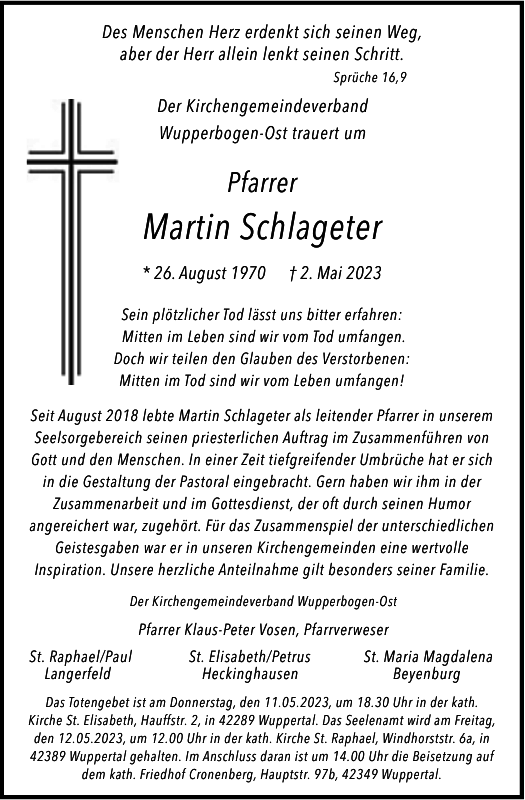Martin Schlageter Nachruf Westdeutsche Zeitung