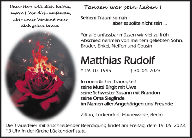 Matthias Rudolf Traueranzeige Sächsische Zeitung