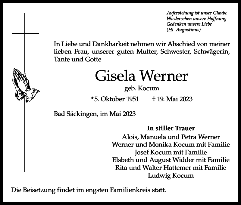 Gisela Werner Traueranzeige Badische Zeitung