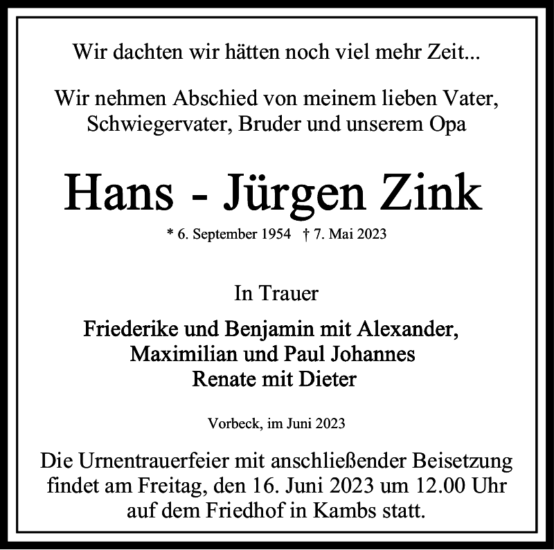 HansJürgen Zink Fallecimiento Elmshorner Nachrichten