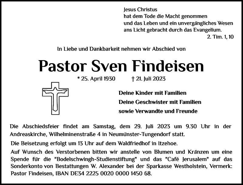 Sven Findeisen Gedenken Holsteinischer Courier