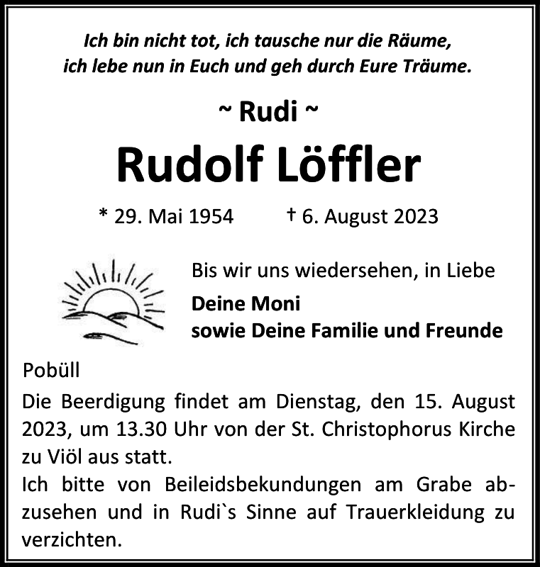 Rudolf Löffler Traueranzeige Husumer Nachrichten