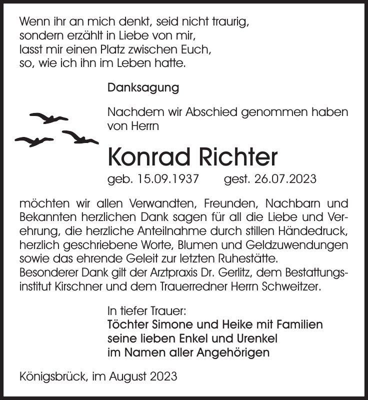 Konrad Richter Traueranzeige Sächsische Zeitung