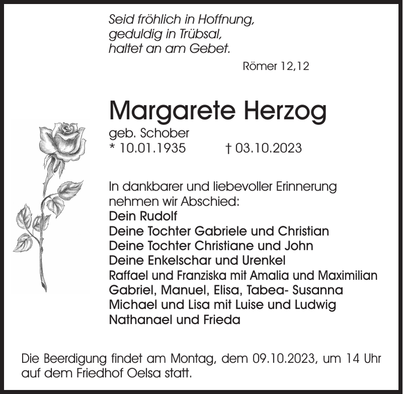 Margarete Herzog Traueranzeige Sächsische Zeitung