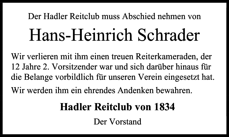 HansHeinrich Schrader Gedenken Cuxhavener Nachrichten