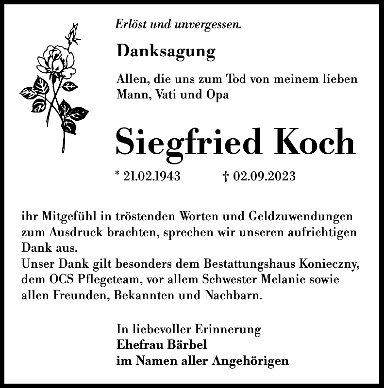 Siegfried Koch Traueranzeige Sächsische Zeitung