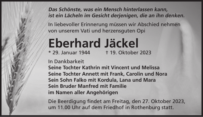 Eberhard Jäckel Traueranzeige Sächsische Zeitung