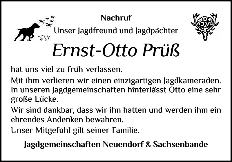 ErnstOtto Prüß Gedenken Norddeutsche Rundschau