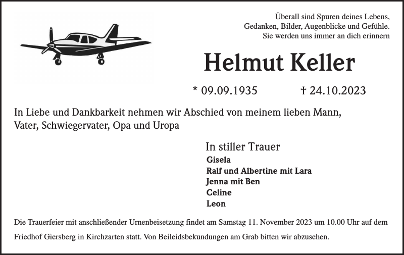 Helmut Keller Nachruf Badische Zeitung
