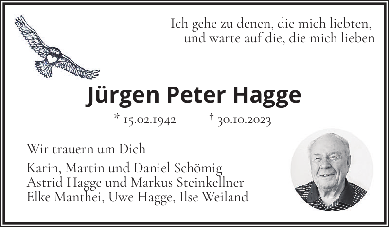 Jürgen Peter Hagge Traueranzeige Flensburger Tageblatt