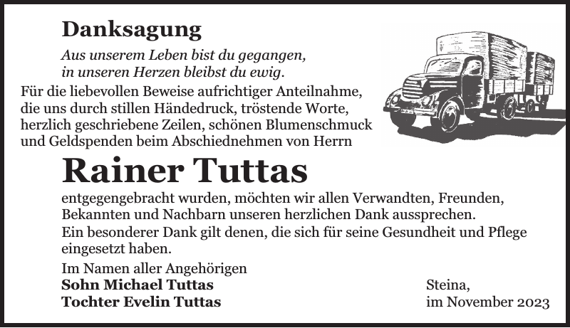 Rainer Tuttas Danksagung Sächsische Zeitung