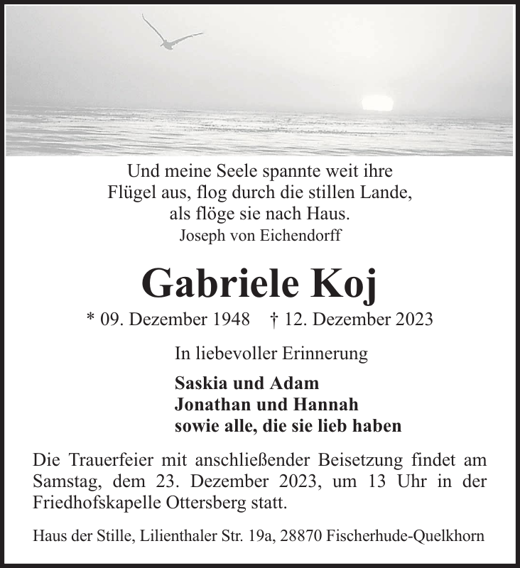 Gabriele Koj Gedenken Nordsee Zeitung 