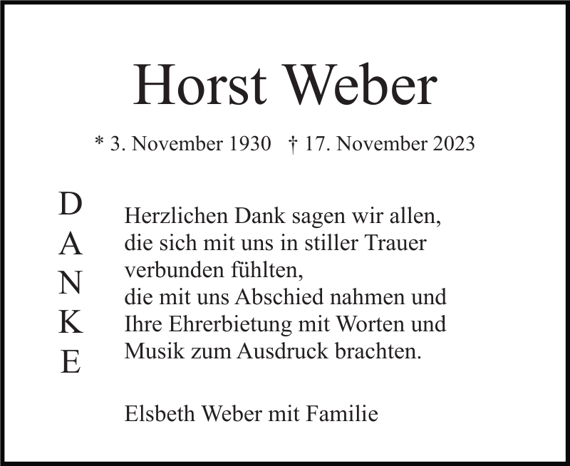 Horst Weber Traueranzeige Badische Zeitung