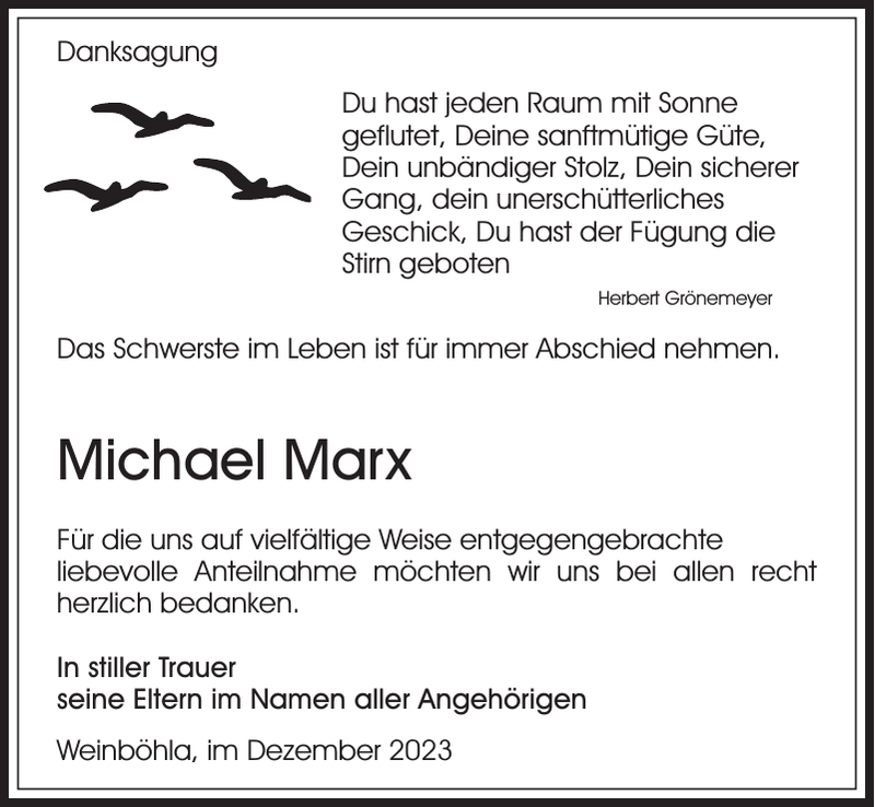 Michael Marx Traueranzeige Sächsische Zeitung