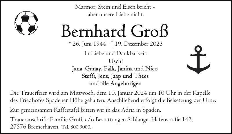  Marmor Stein und Eisen bricht: Gedenken : Nordsee-Zeitung Illustration 