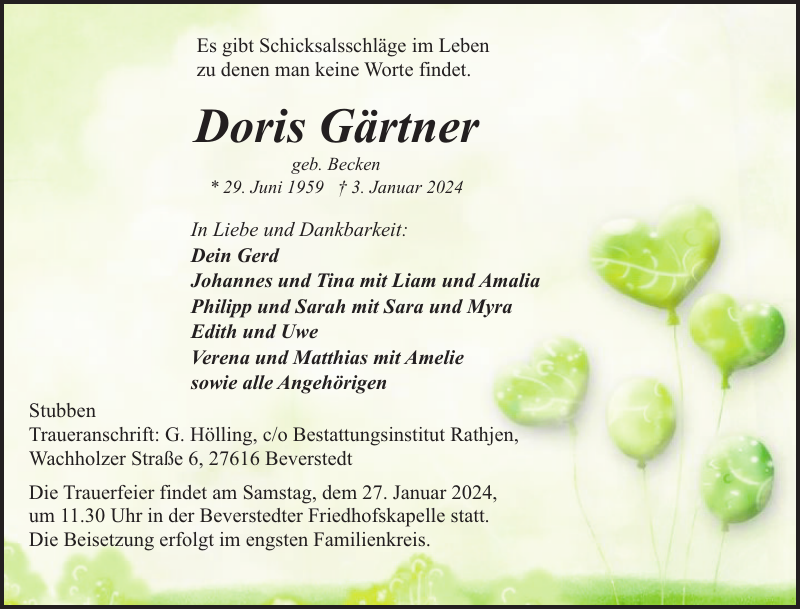 Doris Gärtner Gedenken NordseeZeitung