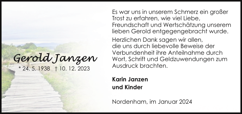 Nordenham Im : Danksagung : Kreiszeitung Wesermarsch