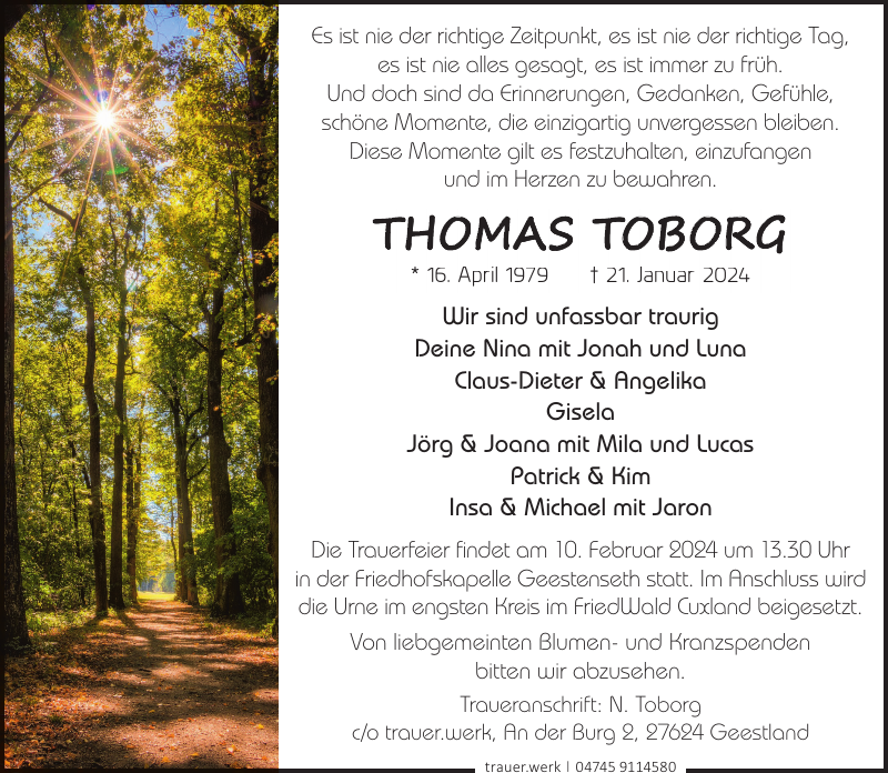 THOMAS Gedenken NordseeZeitung