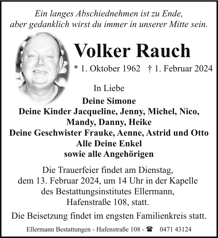 Volker Rauch: Gedenken : Nordsee-Zeitung