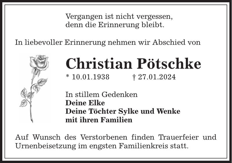 Christian Pötschke Traueranzeige Sächsische Zeitung