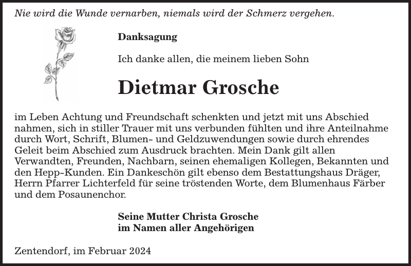 Dietmar Grosche Traueranzeige Sächsische Zeitung