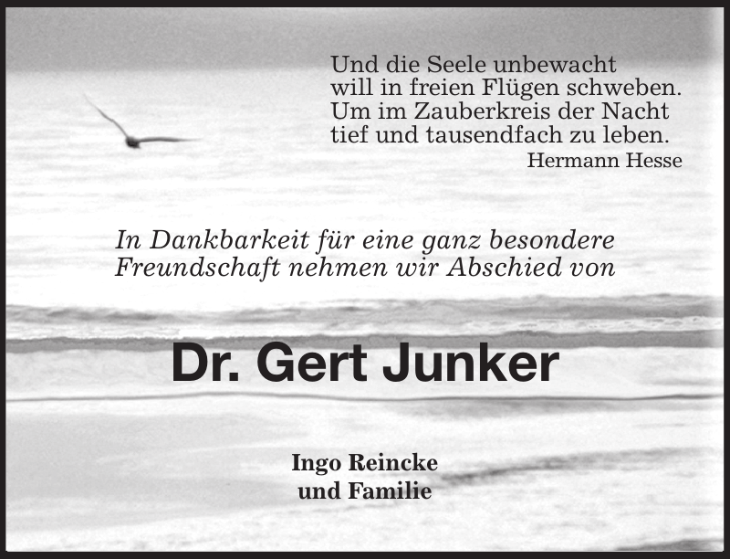 Dr. Gert Junker Nachruf Stader Tageblatt
