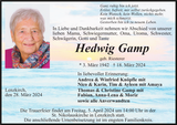 Anzeige für Hedwig Gamp