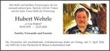 Anzeige für Hubert Wehrle