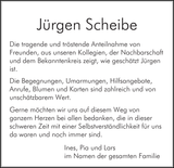 Anzeige für Jürgen Scheibe