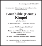 Anzeige für Brunhilde Kimpel