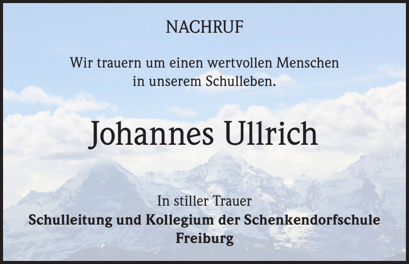 Johannes Ullrich Nachruf Badische Zeitung