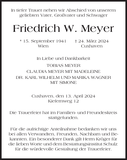 Anzeige für Friedrich W. Meyer