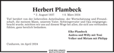 Anzeige für Herbert Plambeck
