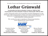 Anzeige für Lothar Grünwald