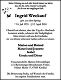 Anzeige für Ingrid Weckauf