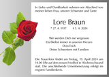 Anzeige für Lore Braun