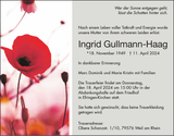 Anzeige für Ingrid Gullmann-Haag