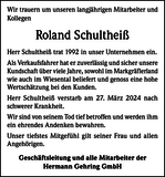 Anzeige für Roland Schultheiß