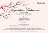 Anzeige für Magdalena Gutmann