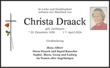 Anzeige für Christa Draack