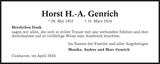 Anzeige für Horst H.-A. Genrich